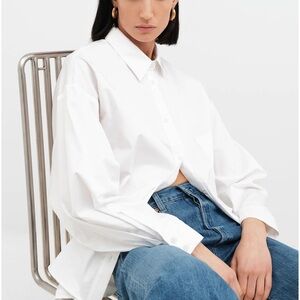 Raphaela Boyfriend Shirt / Classic White Button-Up Shirt with Dolman sleeves